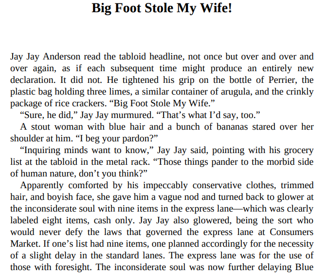 Big Foot Stole My Wife by Joan Hess