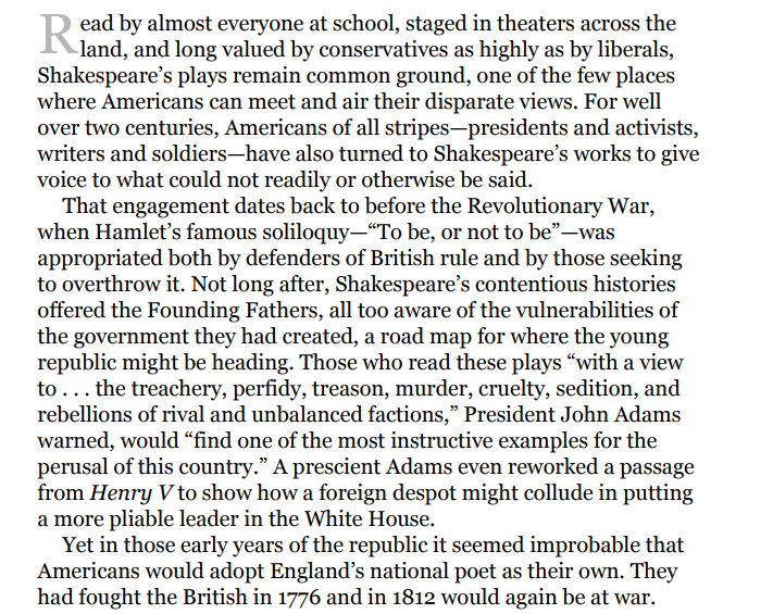 Shakespeare in a Divided America by James Shapiro